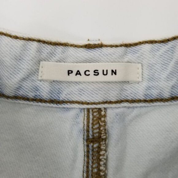 Pacsun Size 27 High Rise Festival Denim Shorts Light Wash Dual Tone Patchwork - Picture 5 of 5